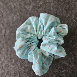 Blue Scrunchie with flowers